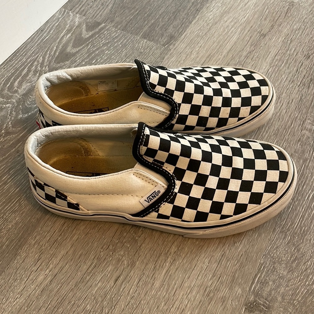 Vans, black and white checkered, kids size 3, preowned